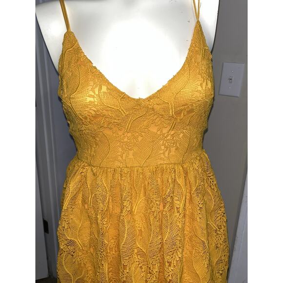 H&M Mustard Yellow Floral Lace Dress Women's Size Small NEW NWT - Picture 7 of 13